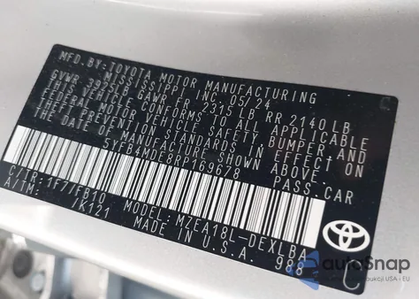 2024 Toyota Corolla Le z USA, uszkodzony, nr VIN 5YFB4MDE8RP169678